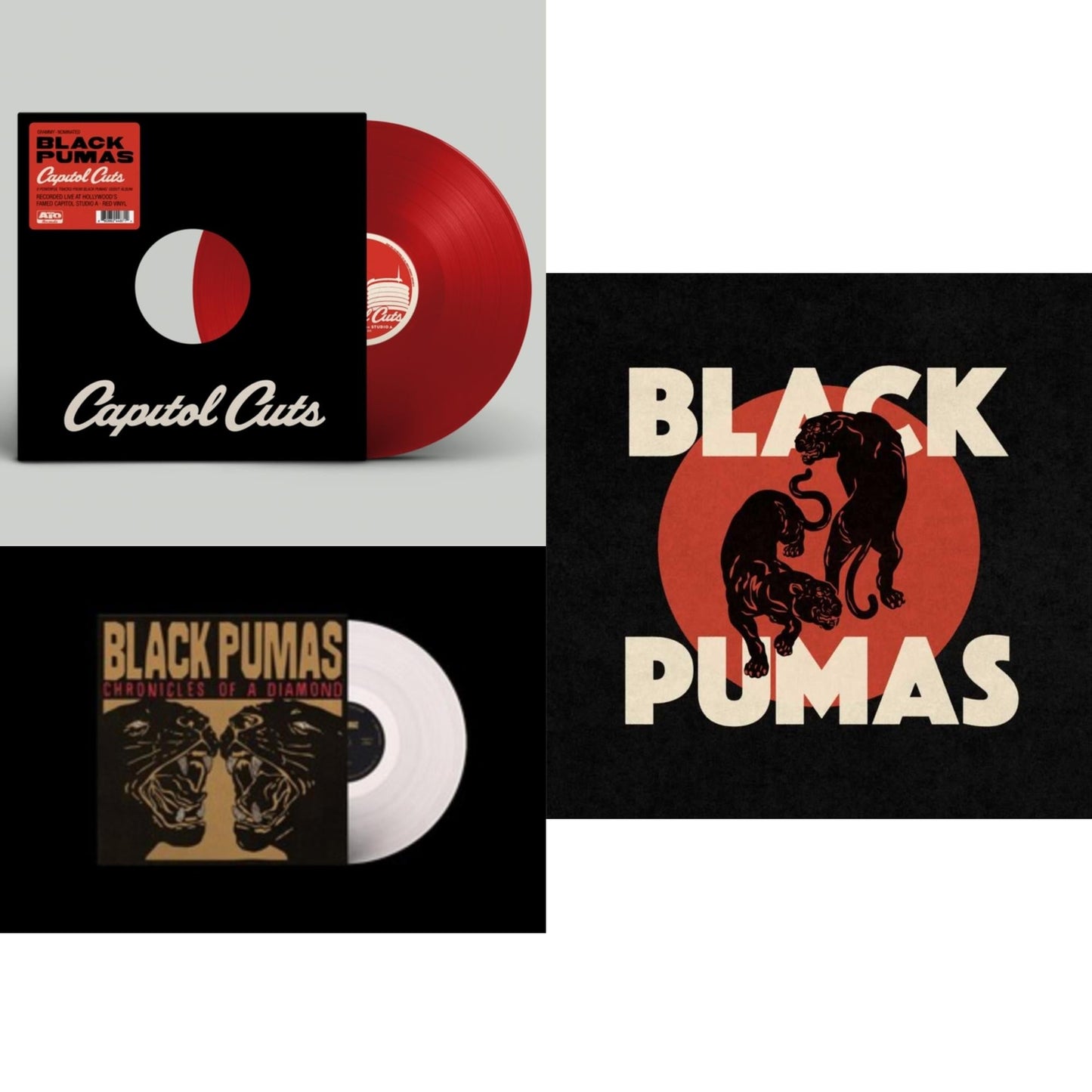 Black Pumas - Chronicles Of A Diamond (Clear LP Vinyl) & Black Pumas (Cream LP Vinyl) & Capitol Cuts - Live From Studio A (Red LP Vinyl)