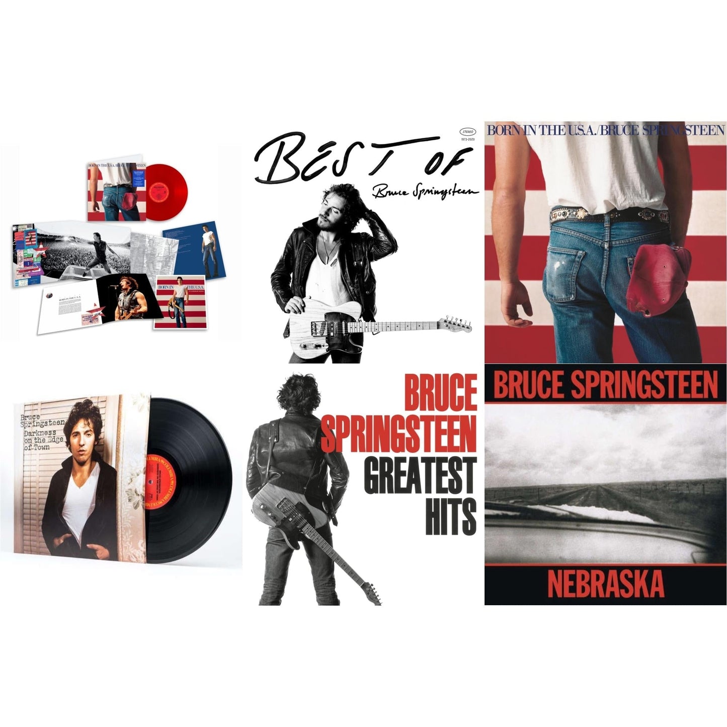 Bruce Springsteen - Born In The U.S.A. (40Th Anniversary Edition/Red LP Vinyl) & Best Of Bruce Springsteen (2LP) & Born In The U.S.A. (180G) & Darkness On The Edge Of Town (180G) & Greatest Hits (2 LP/150G Vinyl/Dl Code) & Nebraska (180G)