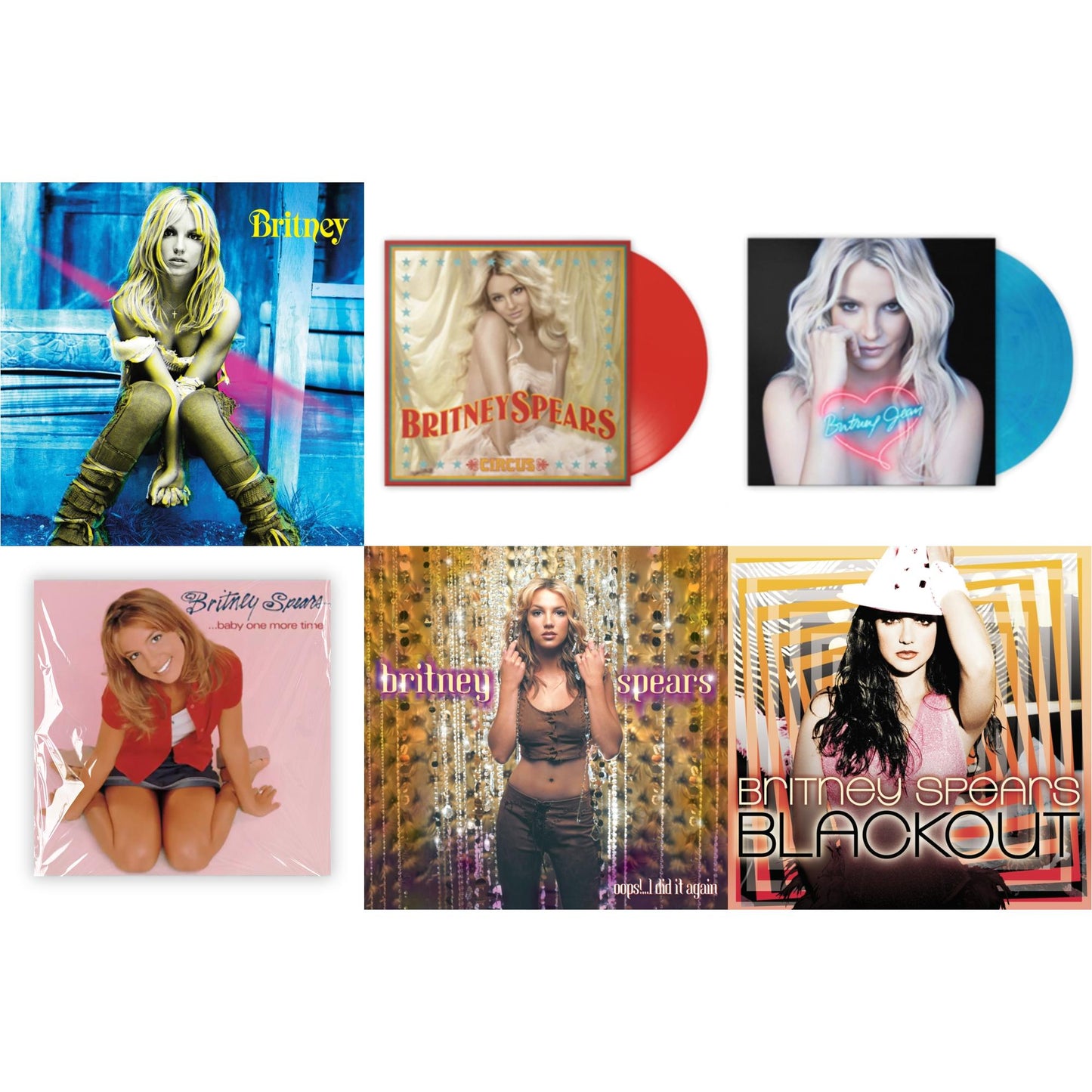 Britney Spears - Baby One More Time & Oops!... I Did It Again & Britney & Blackout & Circus (Red LP Vinyl/Import) & Britney Jean (Blue Marbled LP Vinyl/Import)