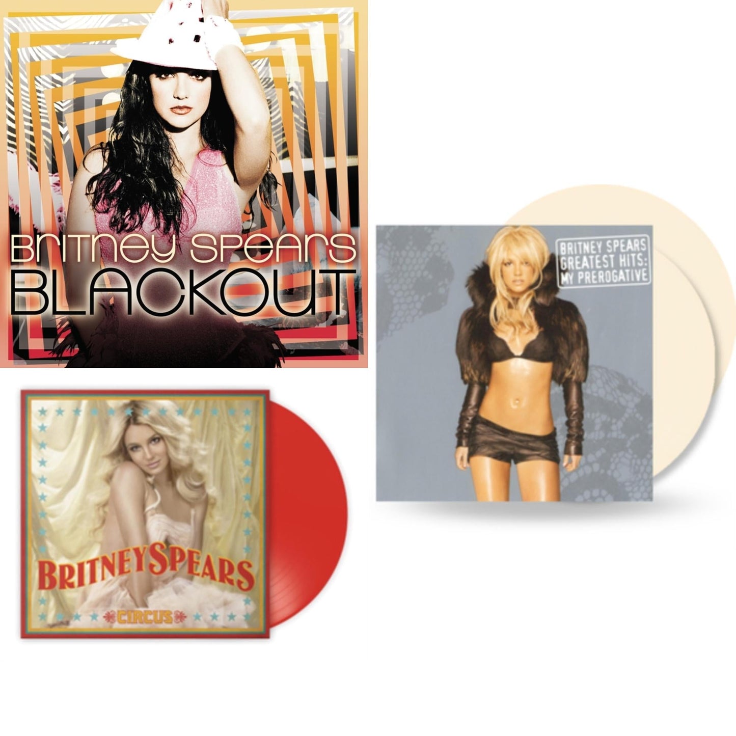 Britney Spears - Blackout & Circus (Red LP Vinyl/Import) & Greatest Hits: My Prerogative (2LP/Cream Vinyl/Import)