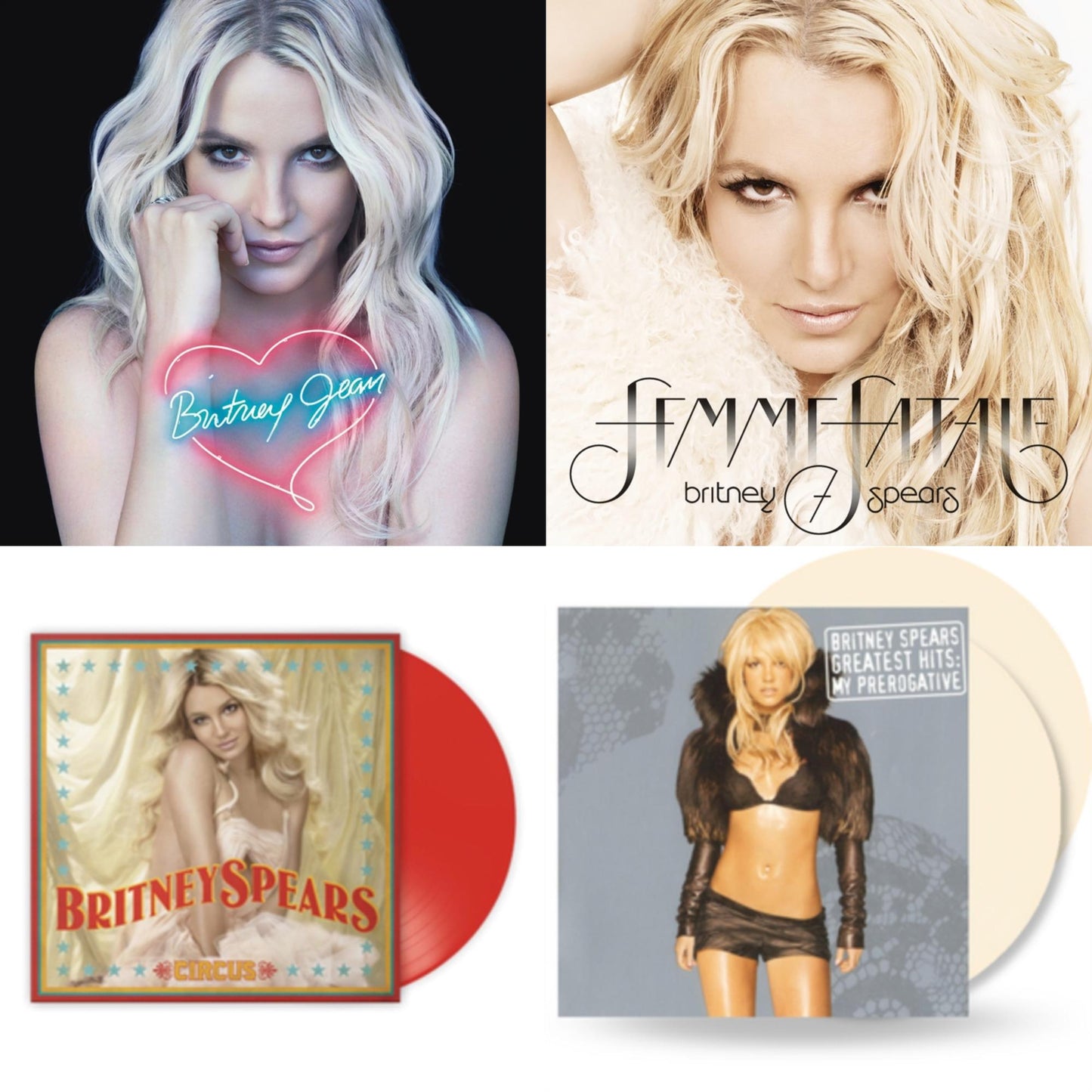 Britney Spears - Britney Jean & Femme Fatale & Circus (Red LP Vinyl/Import) & Greatest Hits: My Prerogative (2LP/Cream Vinyl/Import)