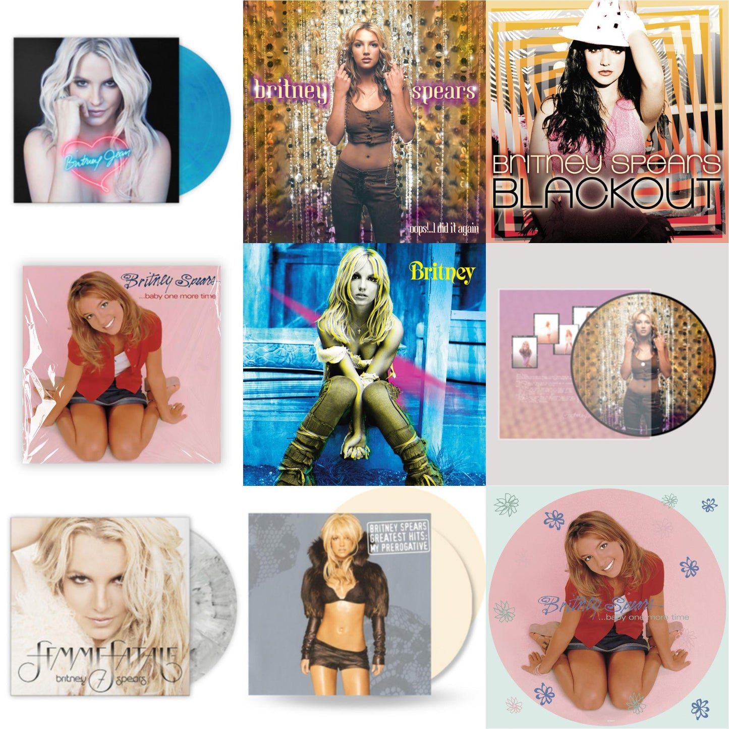 Britney Spears - Baby One More Time (Picture Disc/140G/Dl Code) & Oops!... I Did It Again (20Th Anniversary Edition Picture LP Vinyl) & Baby One More Time & Oops!... I Did It Again & Britney & Blackout & Britney Jean (Blue Marbled LP Vinyl/Import) &