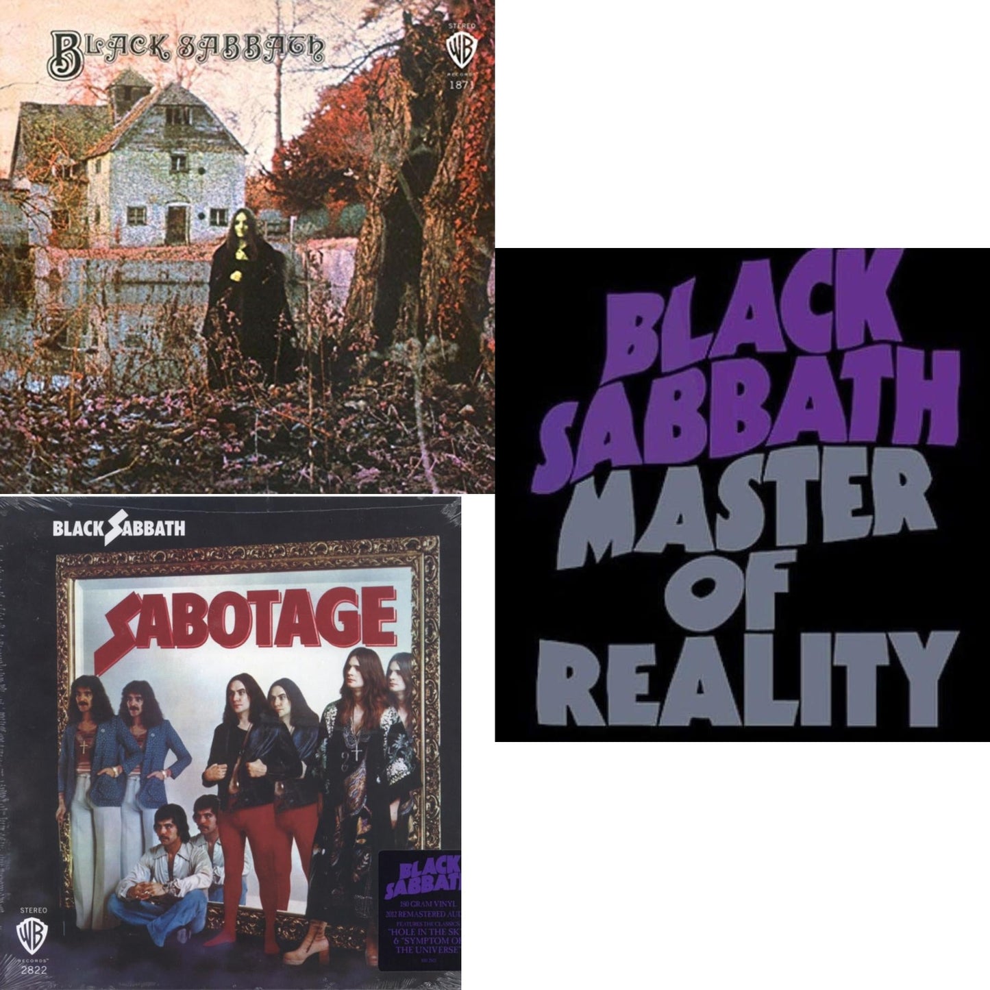 Black Sabbath - Sabotage (180G) & Black Sabbath (180G) & Master Of Reality - LP Vinyl Bundle