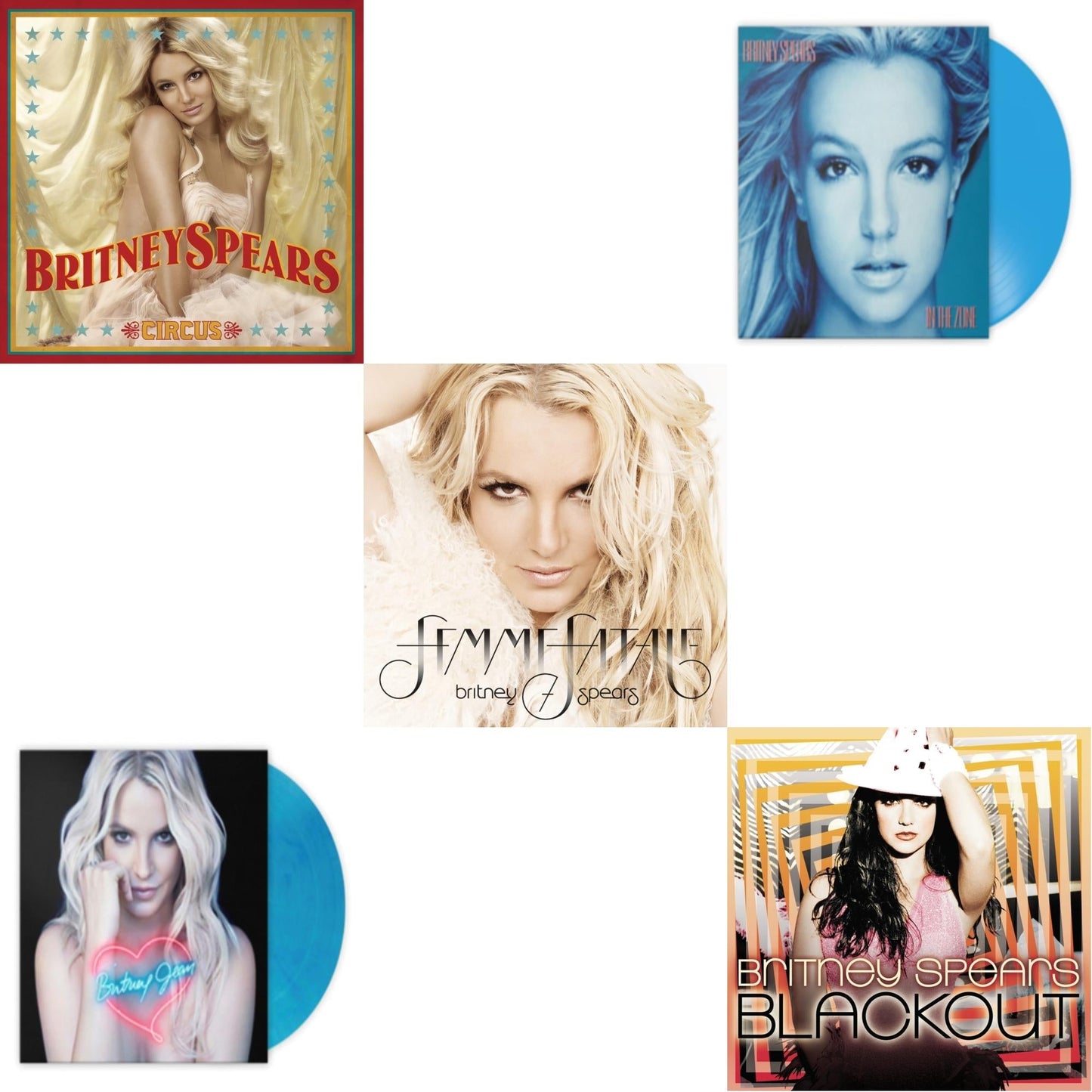 Britney Spears - Blackout & Circus & Femme Fatale & In The Zone (Blue LP Vinyl/Import) & Britney Jean (Blue Marbled LP Vinyl/Import)