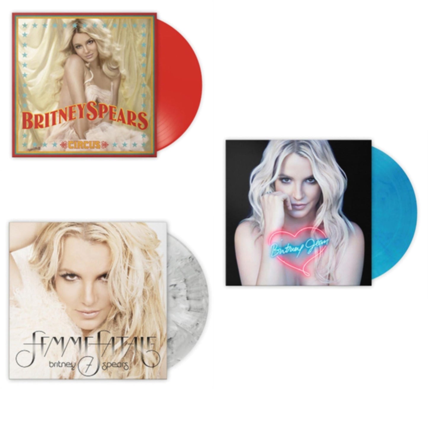 Britney Spears - Circus (Red LP Vinyl/Import) & Britney Jean (Blue Marbled LP Vinyl/Import) & Femme Fatale (Light Grey Marbled LP Vinyl/Import)