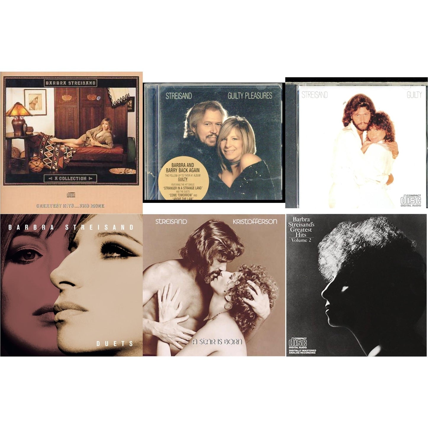 Barbra Streisand - Greatest Hits Vol.2 & Guilty & Collection: Greatest Hits & More & Star Is Born & Duets & Guilty Pleasures - CD Bundle
