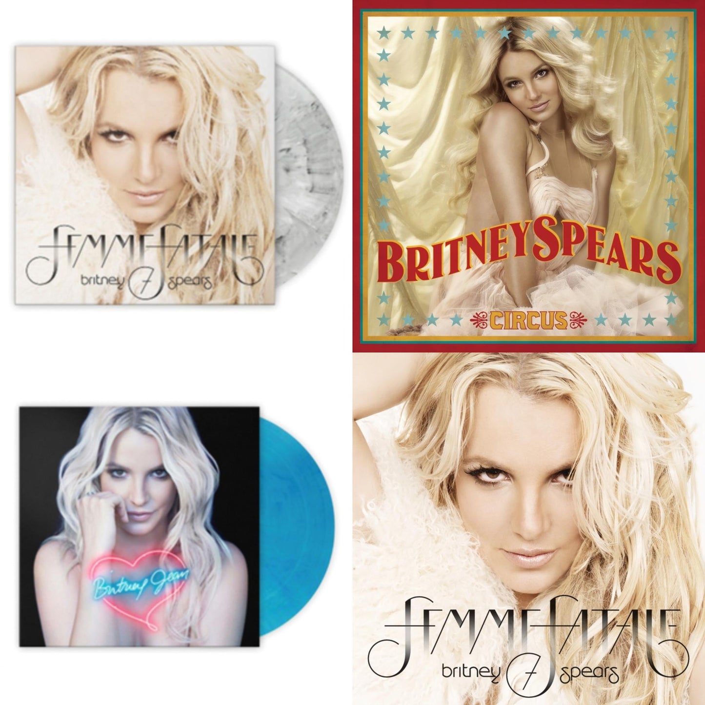 Britney Spears - Circus & Femme Fatale & Britney Jean (Blue Marbled LP Vinyl/Import) & Femme Fatale (Light Grey Marbled LP Vinyl/Import)