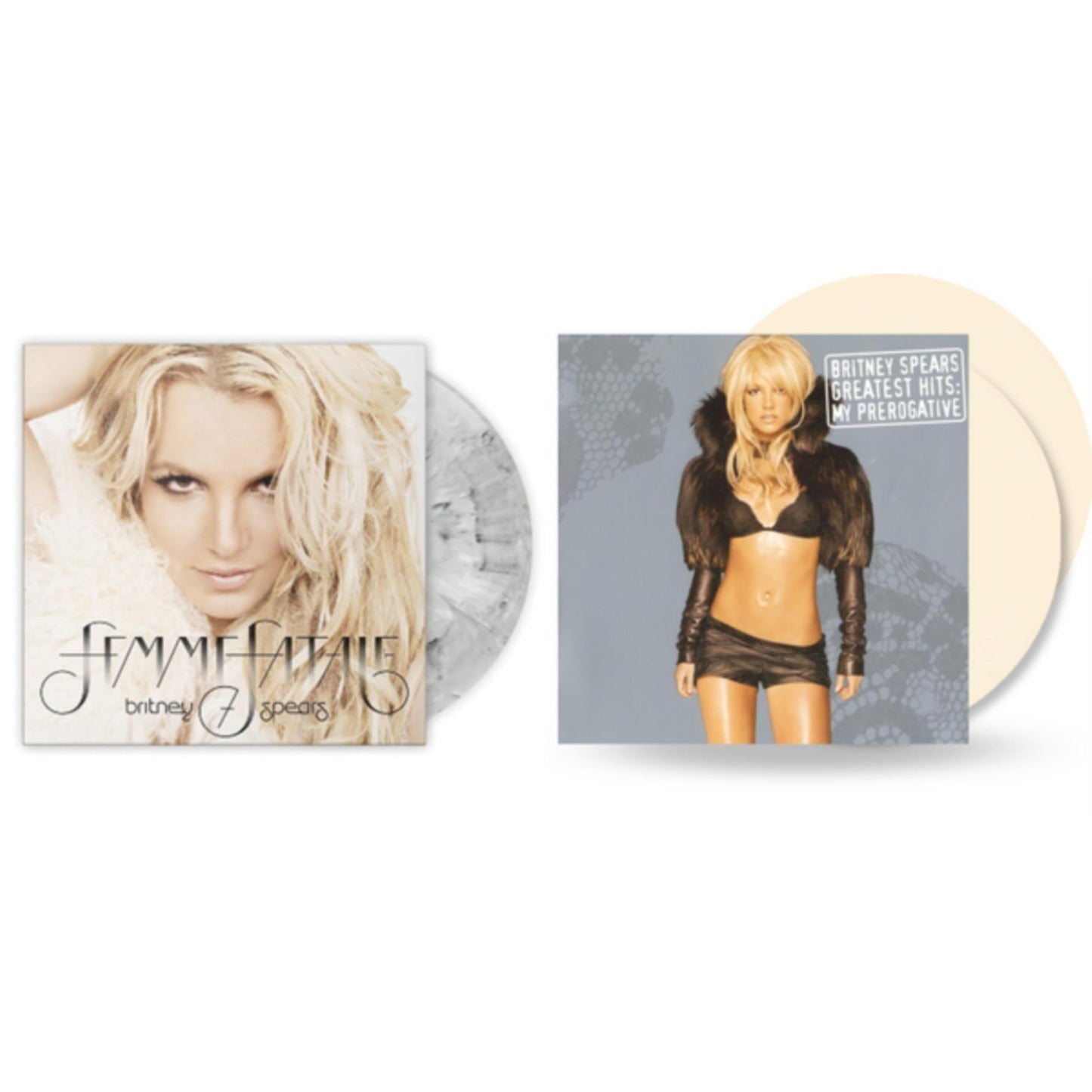 Britney Spears - Femme Fatale (Light Grey Marbled LP Vinyl/Import) & Greatest Hits: My Prerogative (2LP/Cream Vinyl/Import)