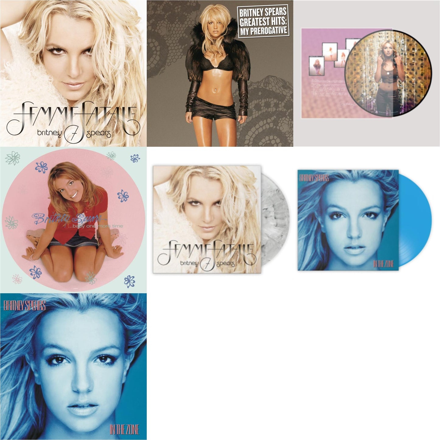 Britney Spears - Baby One More Time (Picture Disc/140G/Dl Code) & Oops!... I Did It Again (20Th Anniversary Edition Picture LP Vinyl) & In The Zone & Femme Fatale & Greatest Hits : My Prerogative (2LP) & In The Zone (Blue LP Vinyl/Import) & Femme