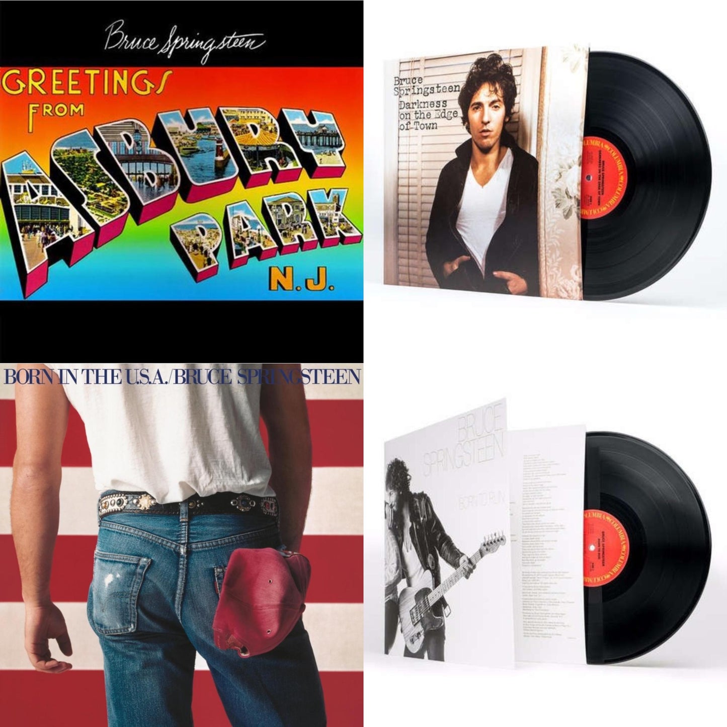 Bruce Springsteen - Greetings From Asbury Park N.J. (180G) & Born To Run (180G/Gatefold) & Darkness On The Edge Of Town (180G) & Born In The U.S.A. (180G) - LP Vinyl Bundle