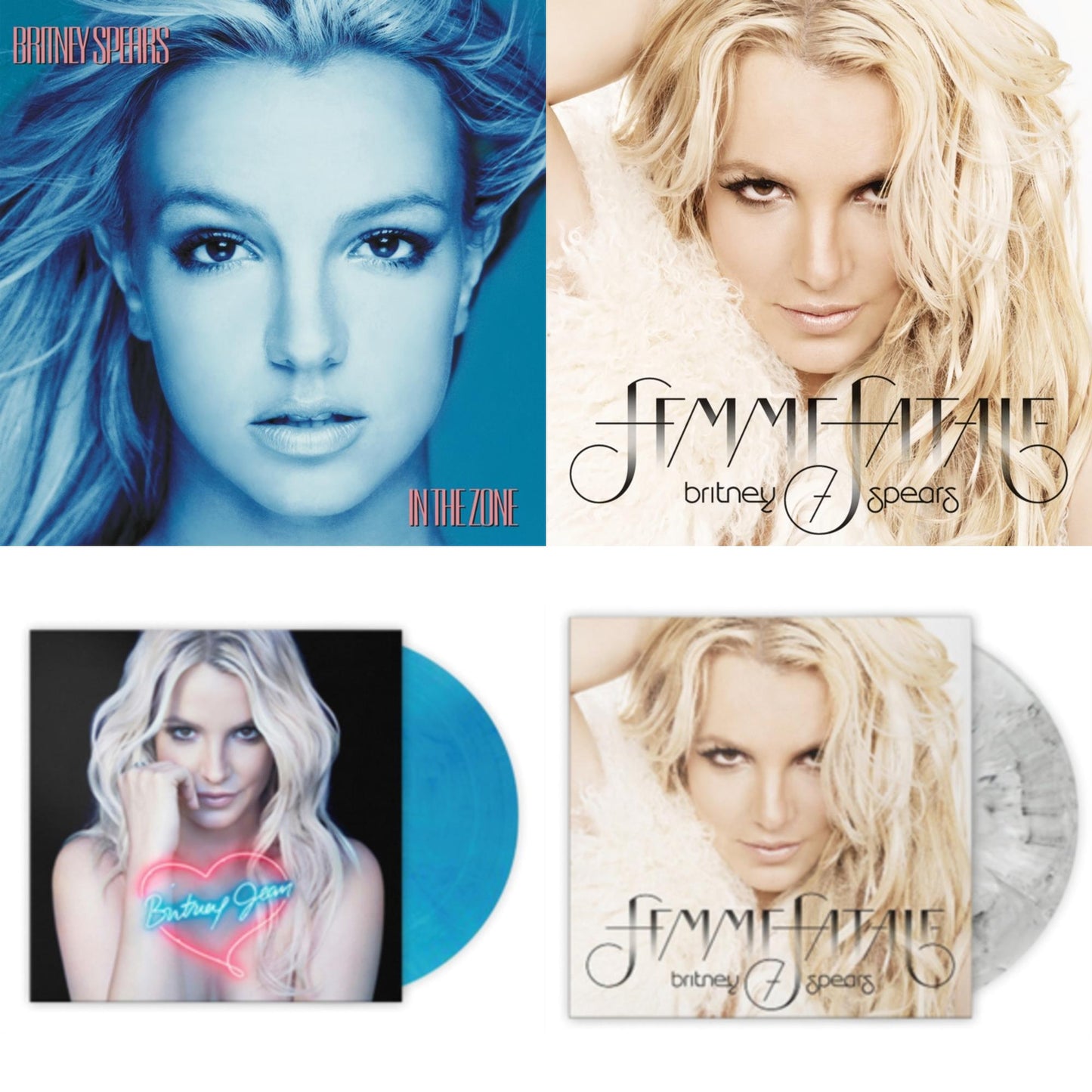 Britney Spears - In The Zone & Femme Fatale & Britney Jean (Blue Marbled LP Vinyl/Import) & Femme Fatale (Light Grey Marbled LP Vinyl/Import)