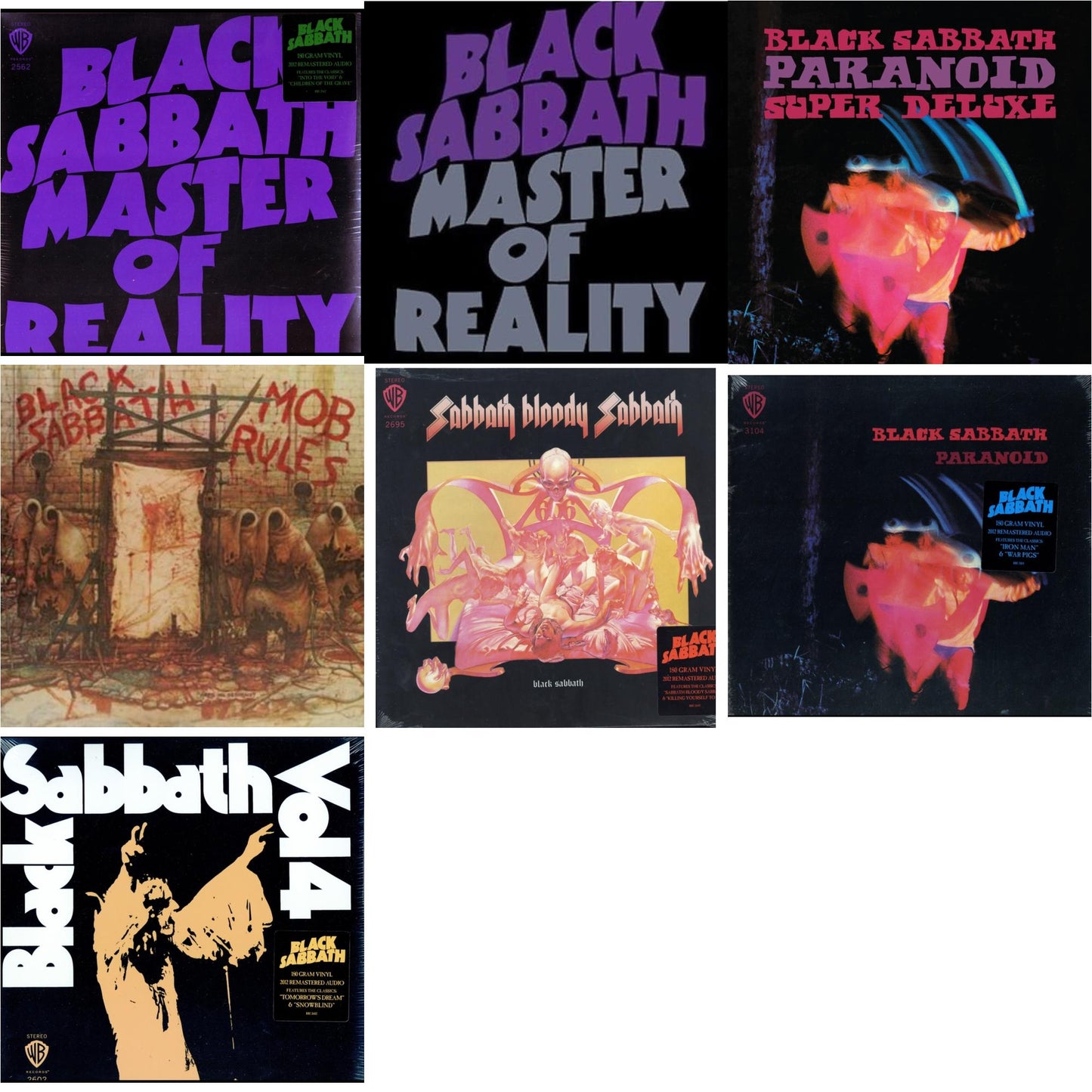 Black Sabbath - Vol. 4 (180G) & Sabbath Bloody Sabbath (180G) & Paranoid (180G) & Master Of Reality (180G) & Master Of Reality & Paranoid (Deluxe Edition) & Mob Rules (Deluxe/2LP)