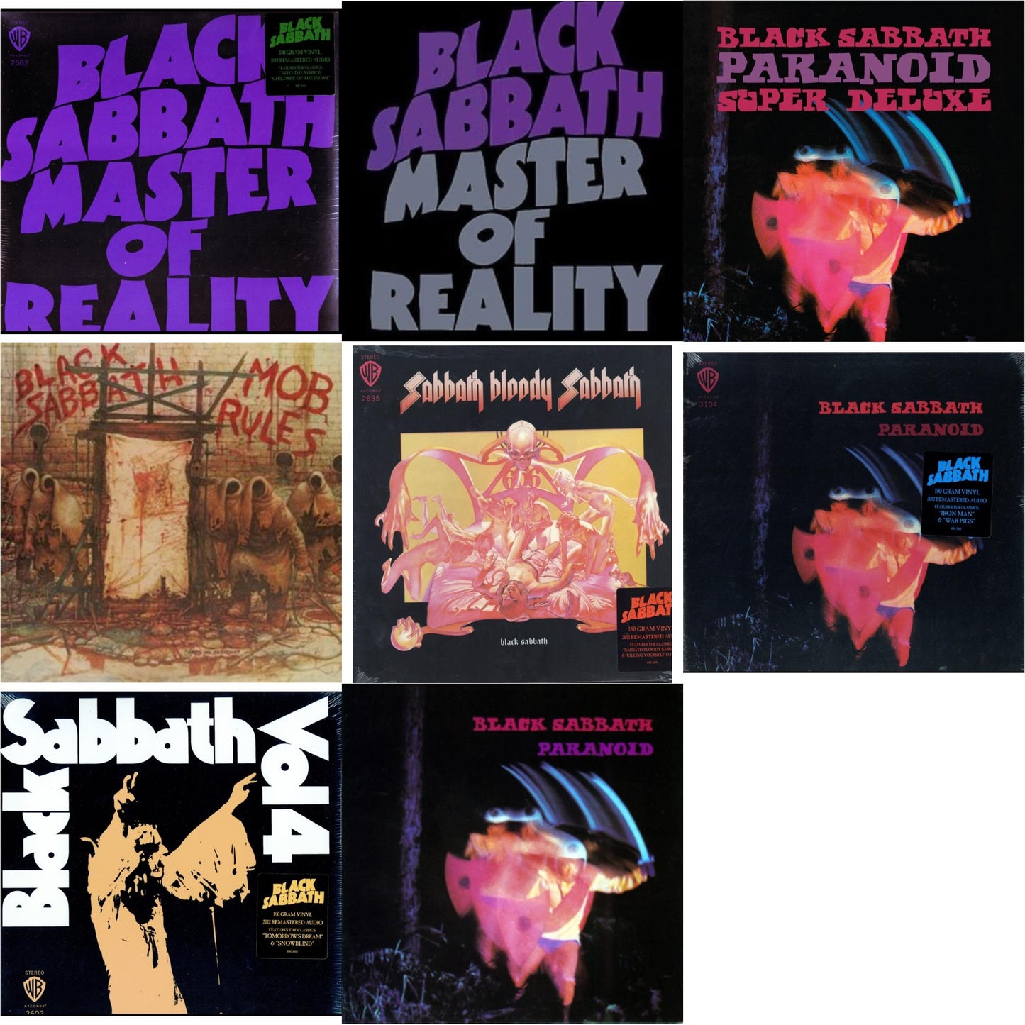 Black Sabbath - Vol. 4 (180G) & Sabbath Bloody Sabbath (180G) & Paranoid (180G) & Master Of Reality (180G) & Paranoid & Master Of Reality & Paranoid (Deluxe Edition) & Mob Rules (Deluxe/2LP)