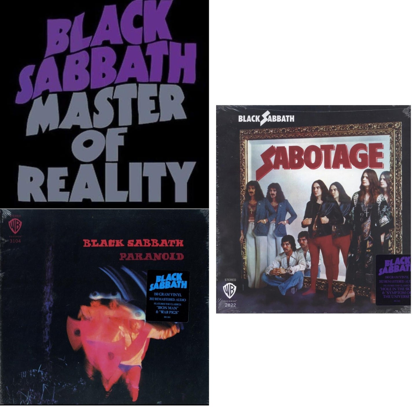 Black Sabbath - Sabotage (180G) & Paranoid (180G) & Master Of Reality - LP Vinyl Bundle