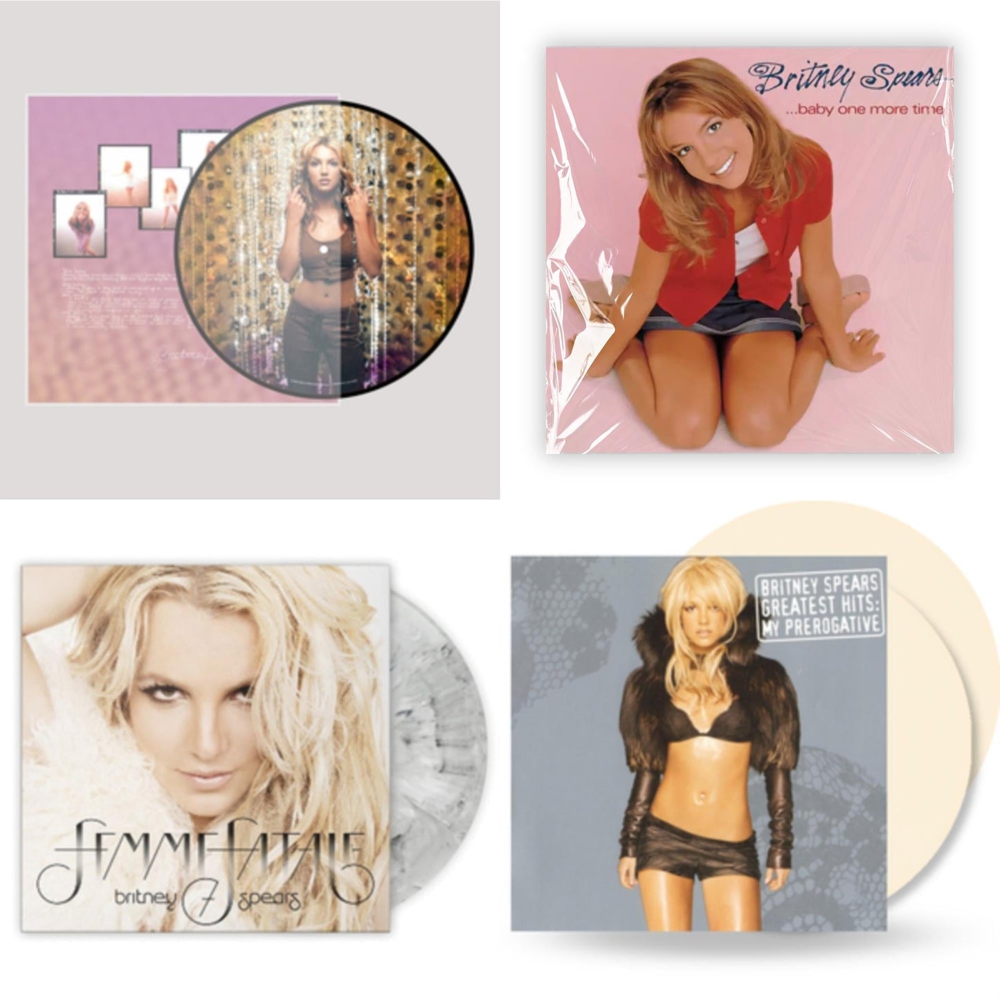 Britney Spears - Oops!... I Did It Again (20Th Anniversary Edition Picture LP Vinyl) & Baby One More Time & Femme Fatale (Light Grey Marbled LP Vinyl/Import) & Greatest Hits: My Prerogative (2LP/Cream Vinyl/Import)