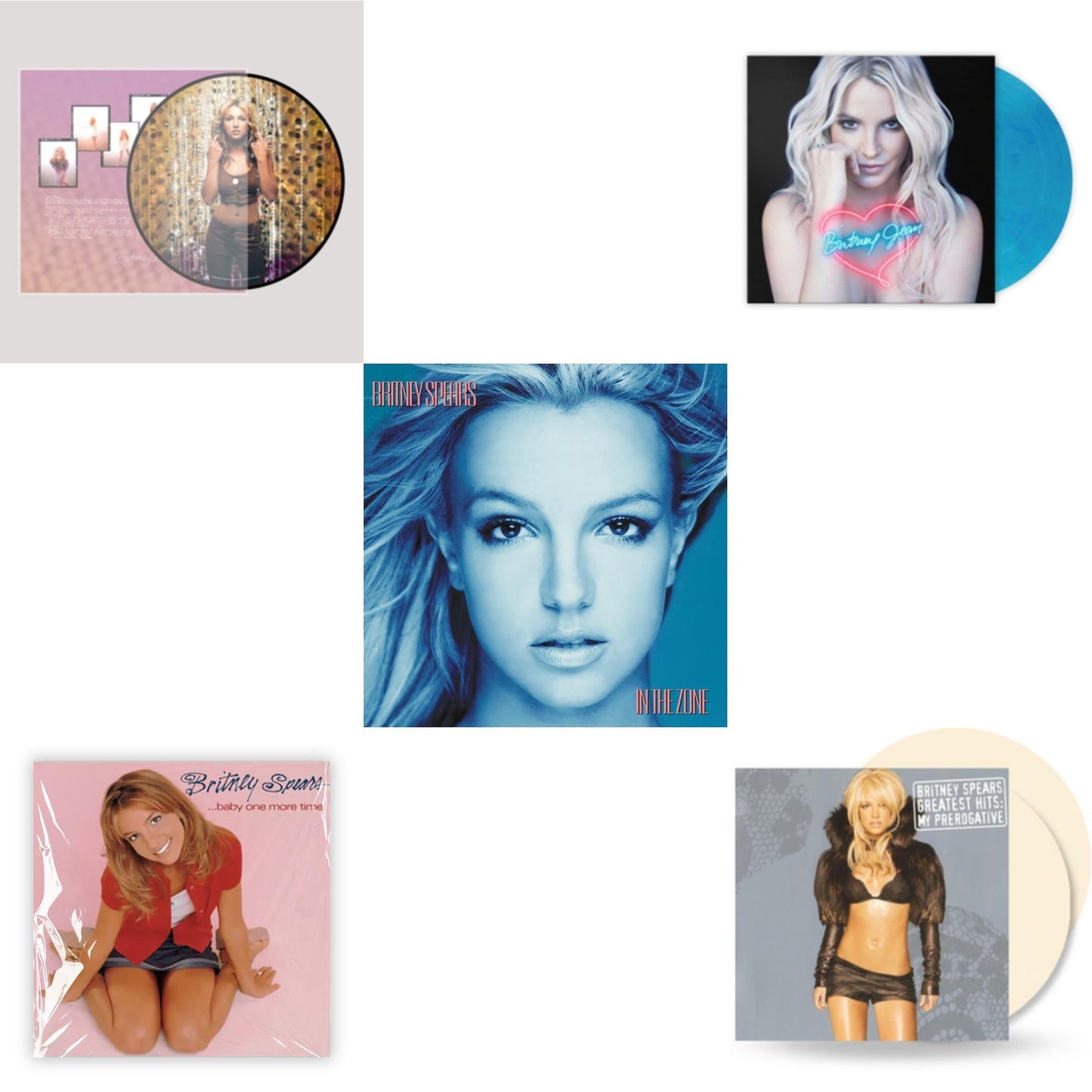 Britney Spears - Oops!... I Did It Again (20Th Anniversary Edition Picture LP Vinyl) & Baby One More Time & In The Zone & Britney Jean (Blue Marbled LP Vinyl/Import) & Greatest Hits: My Prerogative (2LP/Cream Vinyl/Import)