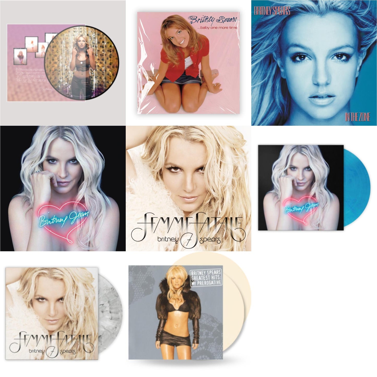 Britney Spears - Oops!... I Did It Again (20Th Anniversary Edition Picture LP Vinyl) & Baby One More Time & In The Zone & Britney Jean & Femme Fatale & Britney Jean (Blue Marbled LP Vinyl/Import) & Femme Fatale (Light Grey Marbled LP Vinyl/Import) &