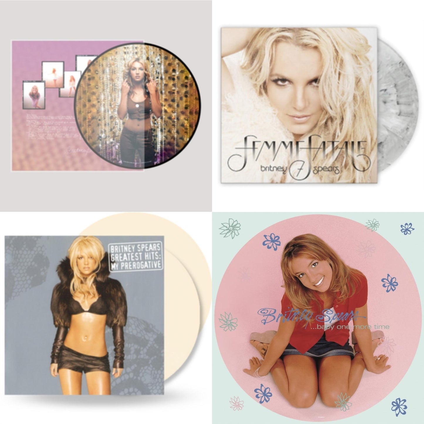 Britney Spears - Baby One More Time (Picture Disc/140G/Dl Code) & Oops!... I Did It Again (20Th Anniversary Edition Picture LP Vinyl) & Femme Fatale (Light Grey Marbled LP Vinyl/Import) & Greatest Hits: My Prerogative (2LP/Cream Vinyl/Import)