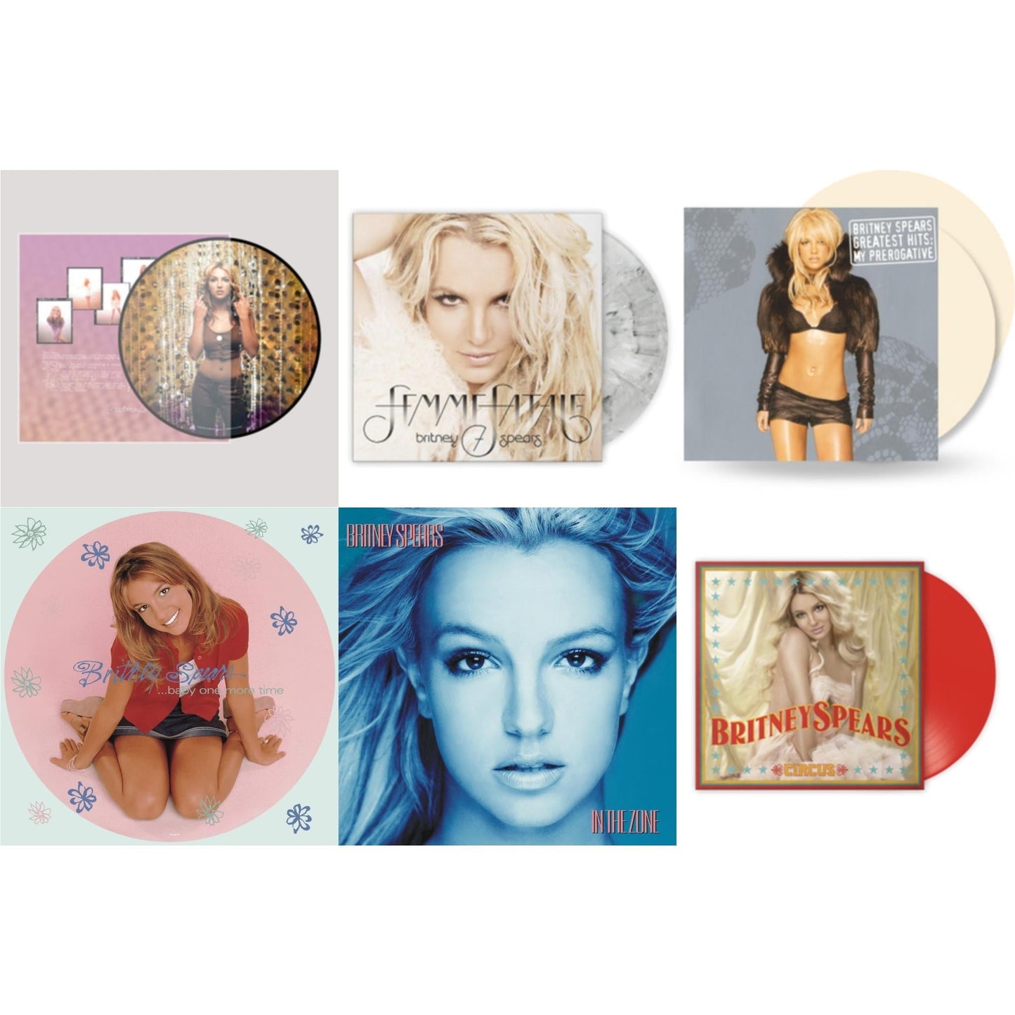 Britney Spears - Baby One More Time (Picture Disc/140G/Dl Code) & Oops!... I Did It Again (20Th Anniversary Edition Picture LP Vinyl) & In The Zone & Circus (Red LP Vinyl/Import) & Femme Fatale (Light Grey Marbled LP Vinyl/Import) & Greatest Hits: My