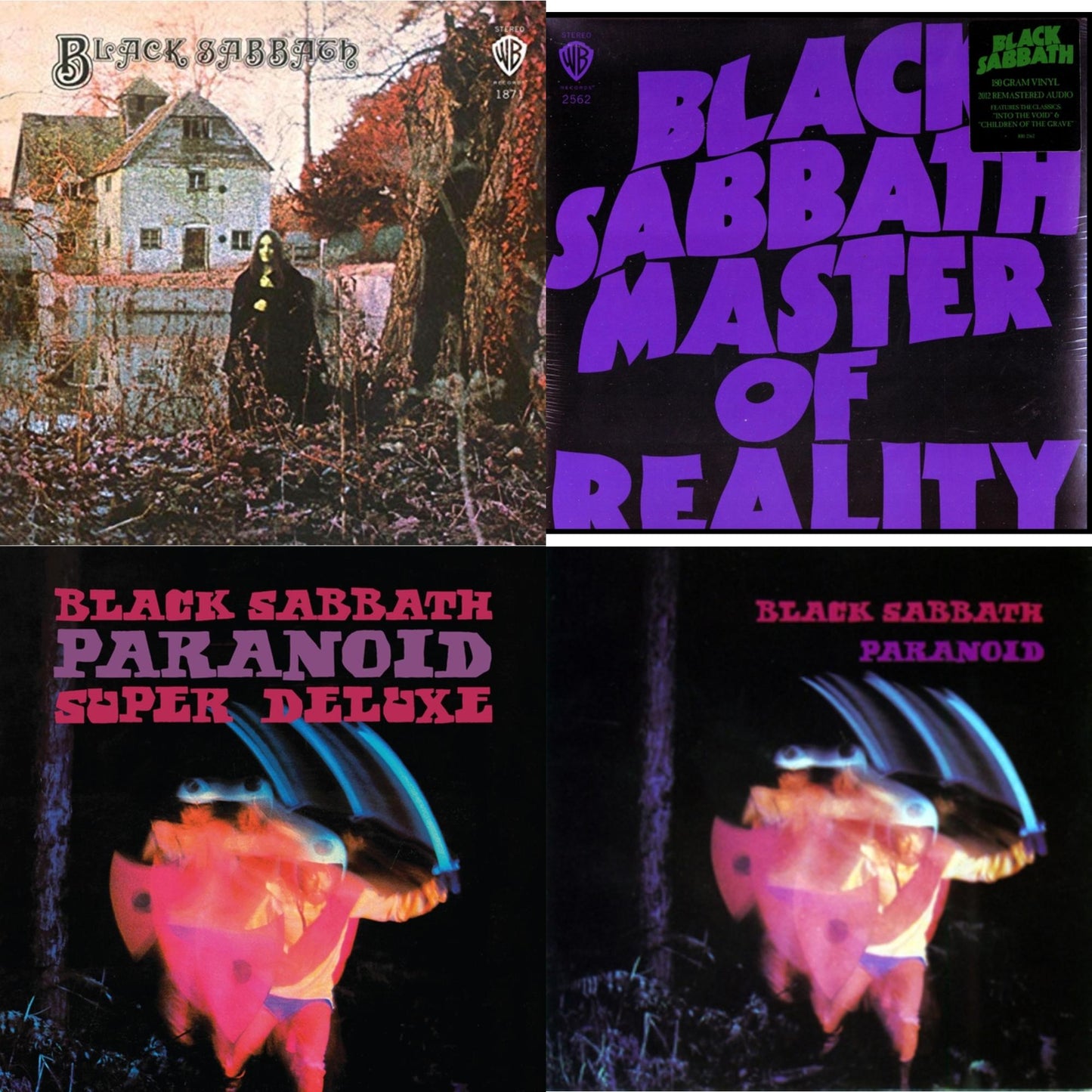 Black Sabbath - Black Sabbath (180G) & Master Of Reality (180G) & Paranoid & Paranoid (Deluxe Edition) - LP Vinyl Bundle