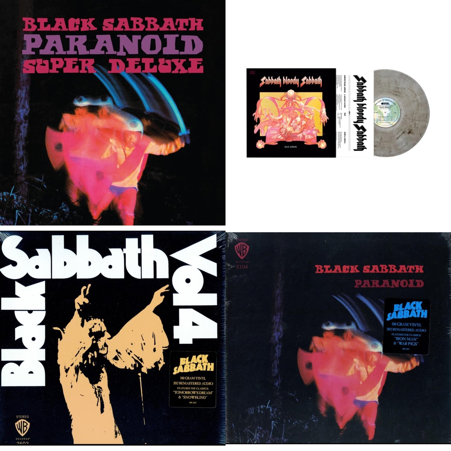 Black Sabbath - Paranoid (Deluxe Edition) & Sabbath Bloody Sabbath (Smoky LP Vinyl) (Syeor) & Vol. 4 (180G) & Paranoid (180G)