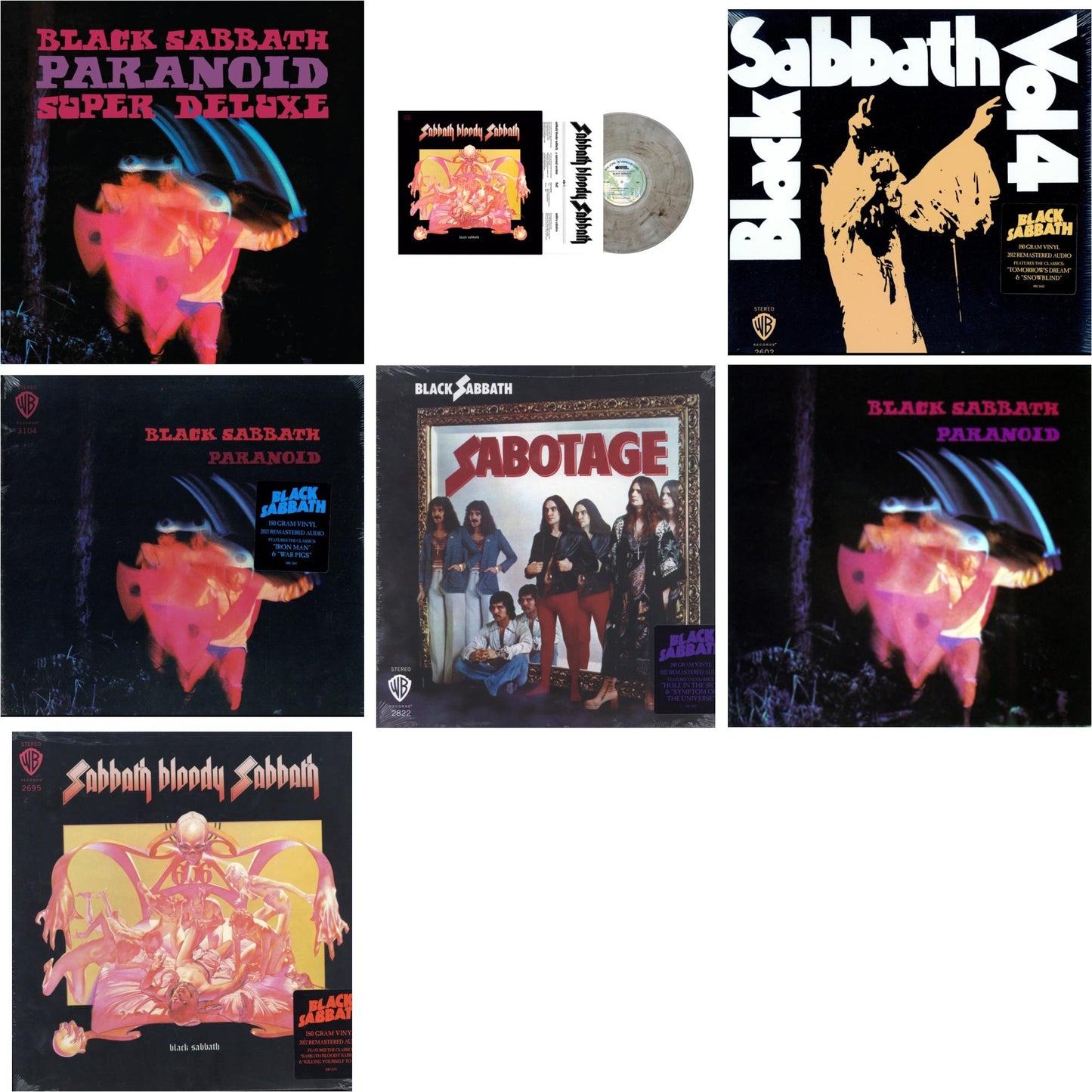 Black Sabbath - Paranoid (Deluxe Edition) & Sabbath Bloody Sabbath (Smoky LP Vinyl) (Syeor) & Vol. 4 (180G) & Paranoid (180G) & Sabotage (180G) & Paranoid & Sabbath Bloody Sabbath (180G)