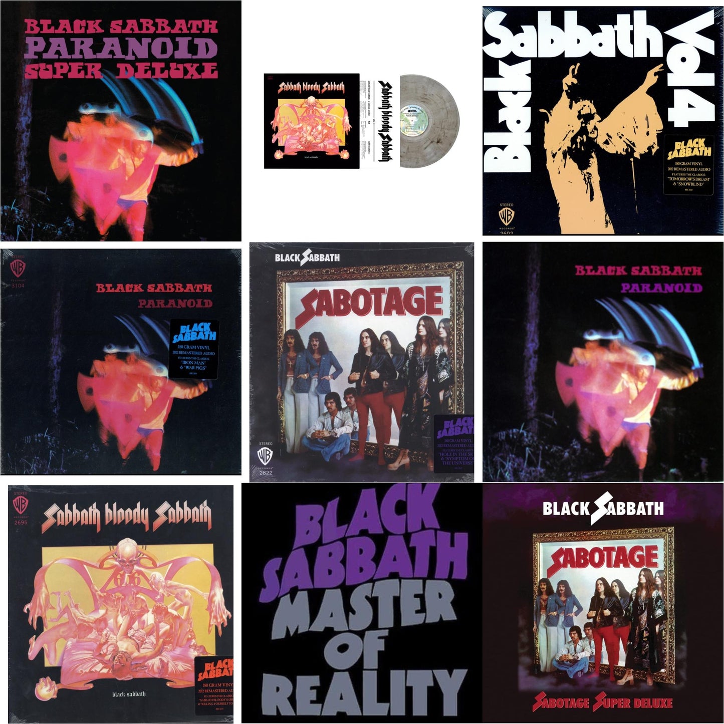Black Sabbath - Paranoid (Deluxe Edition) & Sabbath Bloody Sabbath (Smoky LP Vinyl) (Syeor) & Vol. 4 (180G) & Paranoid (180G) & Sabotage (180G) & Paranoid & Sabbath Bloody Sabbath (180G) & Master Of Reality & Sabotage (Super Deluxe Edition/4LP/7Inch)