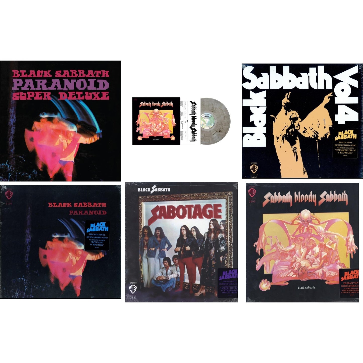 Black Sabbath - Paranoid (Deluxe Edition) & Sabbath Bloody Sabbath (Smoky LP Vinyl) (Syeor) & Vol. 4 (180G) & Paranoid (180G) & Sabotage (180G) & Sabbath Bloody Sabbath (180G)