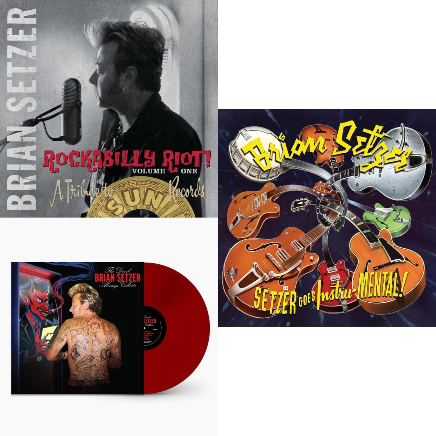 Brian Setzer - Devil Always Collects & Rockabilly Riot! Volume One: A Tribute To Sun Records (2LP/180G/Red Vinyl) & Setzer Goes Instru-Mental!