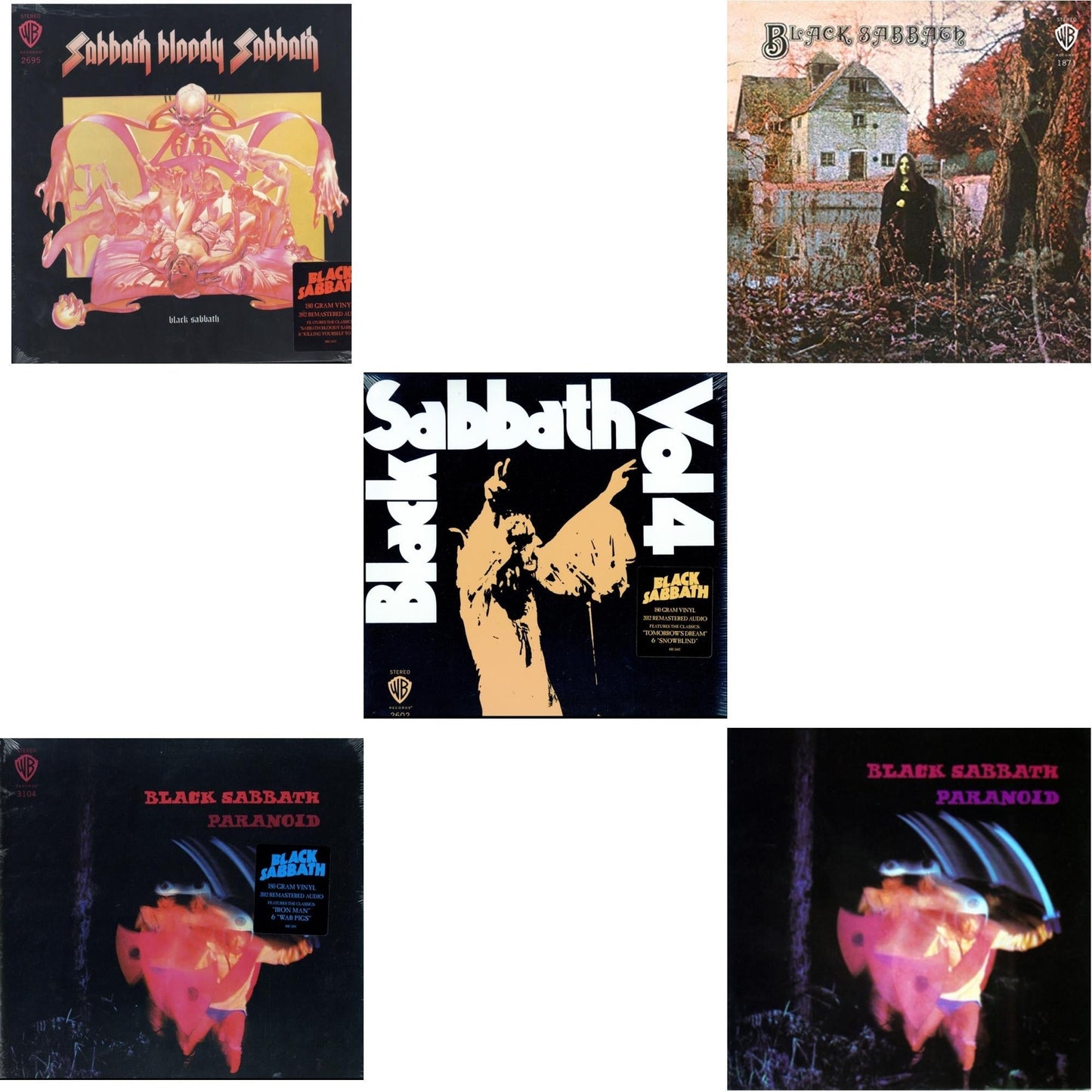 Black Sabbath - Vol. 4 (180G) & Sabbath Bloody Sabbath (180G) & Black Sabbath (180G) & Paranoid (180G) & Paranoid - LP Vinyl Bundle