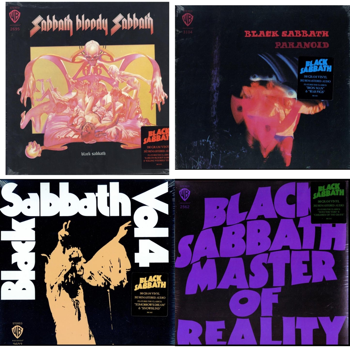 Black Sabbath - Vol. 4 (180G) & Sabbath Bloody Sabbath (180G) & Paranoid (180G) & Master Of Reality (180G) - LP Vinyl Bundle