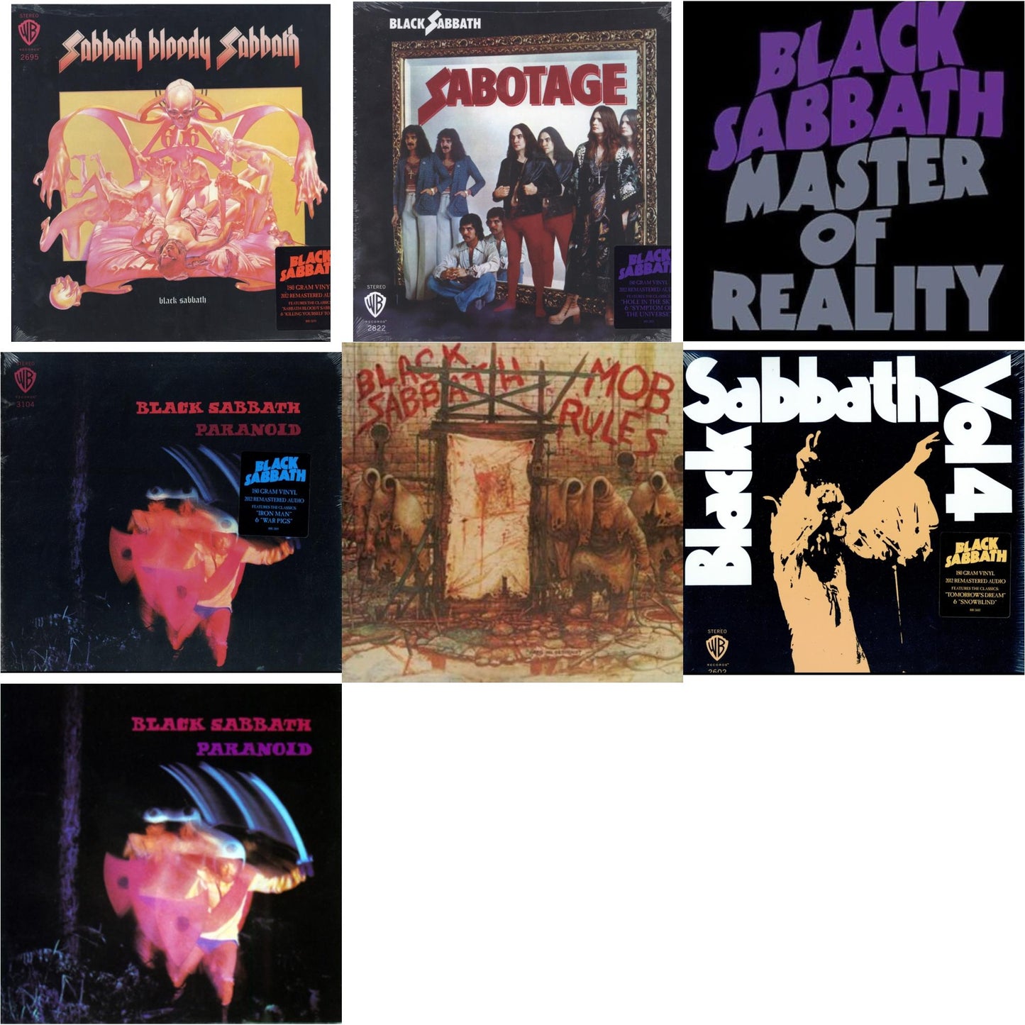 Black Sabbath - Sabotage (180G) & Vol. 4 (180G) & Sabbath Bloody Sabbath (180G) & Paranoid (180G) & Paranoid & Master Of Reality & Mob Rules (Deluxe/2LP)