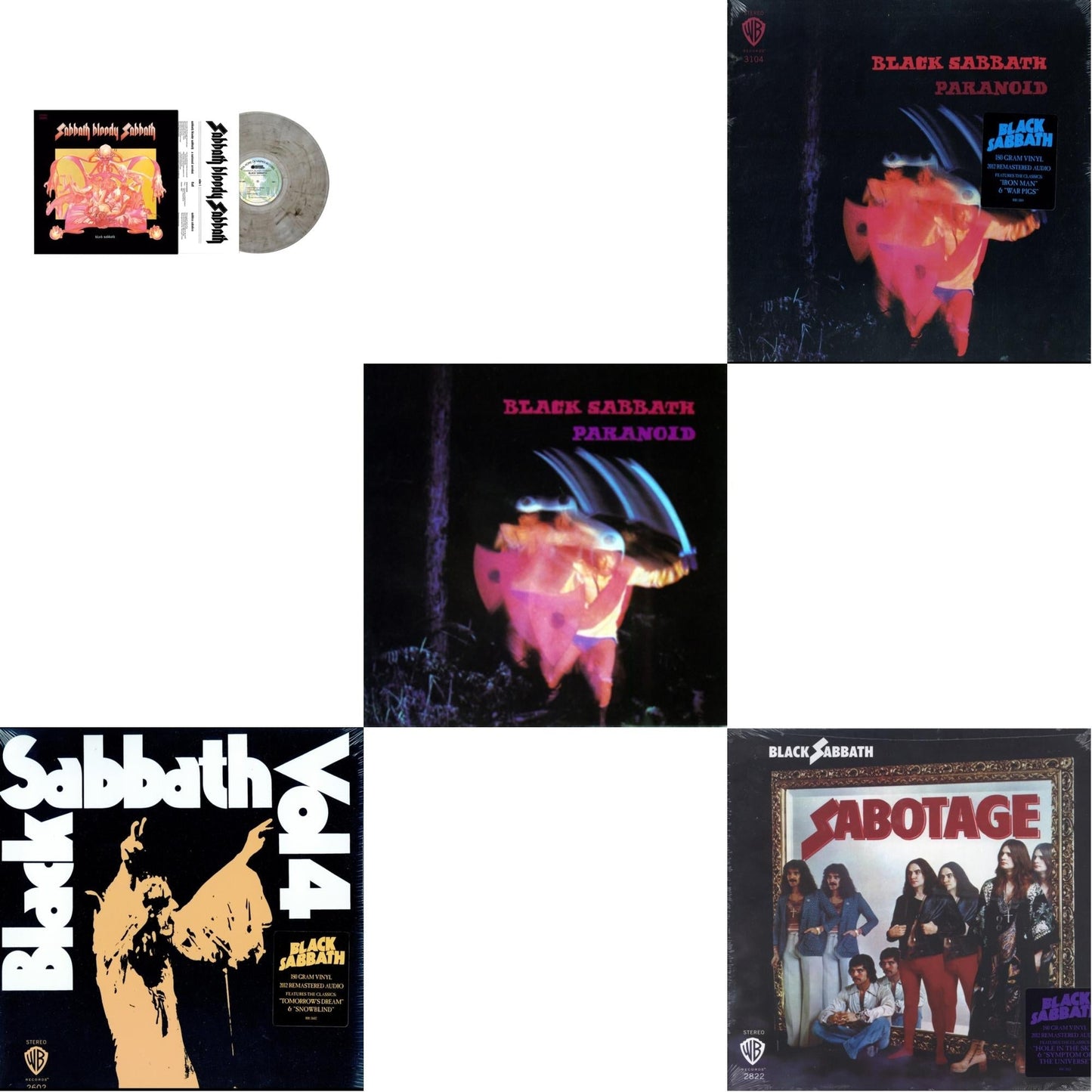 Black Sabbath - Sabbath Bloody Sabbath (Smoky LP Vinyl) (Syeor) & Vol. 4 (180G) & Paranoid & Paranoid (180G) & Sabotage (180G)