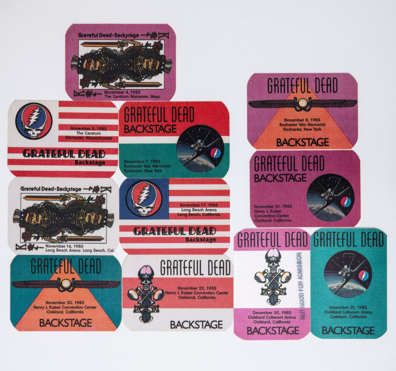 Grateful Dead Backstage Passes (11/04/1985 - 12/31/1985) Collectors Bundle