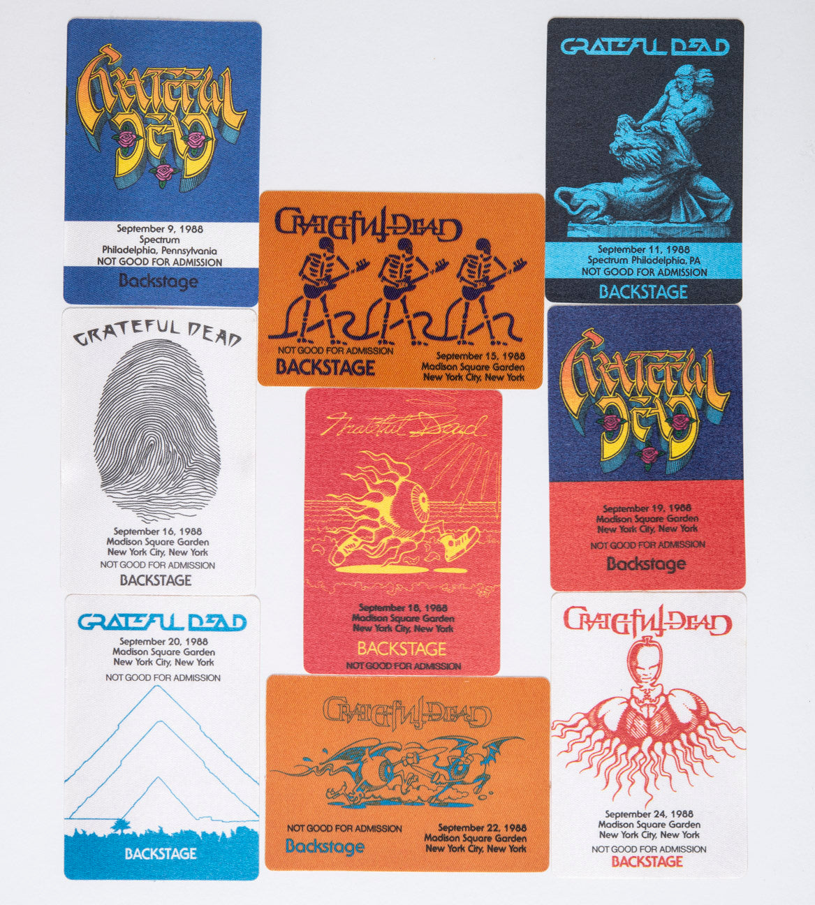 Grateful Dead Backstage Passes (09/09/1988 - 09/24/1988) Collectors Bundle