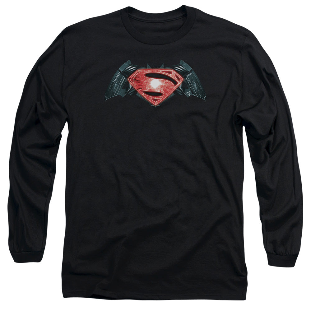 Batman V Superman Industrial Logo Mens Long Sleeve Shirt Black Officially Licensed