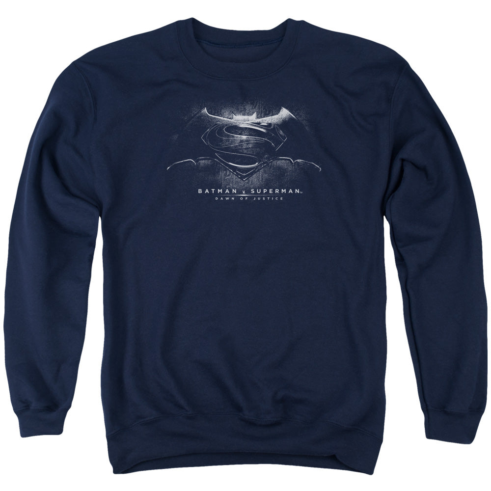 Batman V Superman Bw Logo Mens Crewneck Sweatshirt Navy Officially Licensed