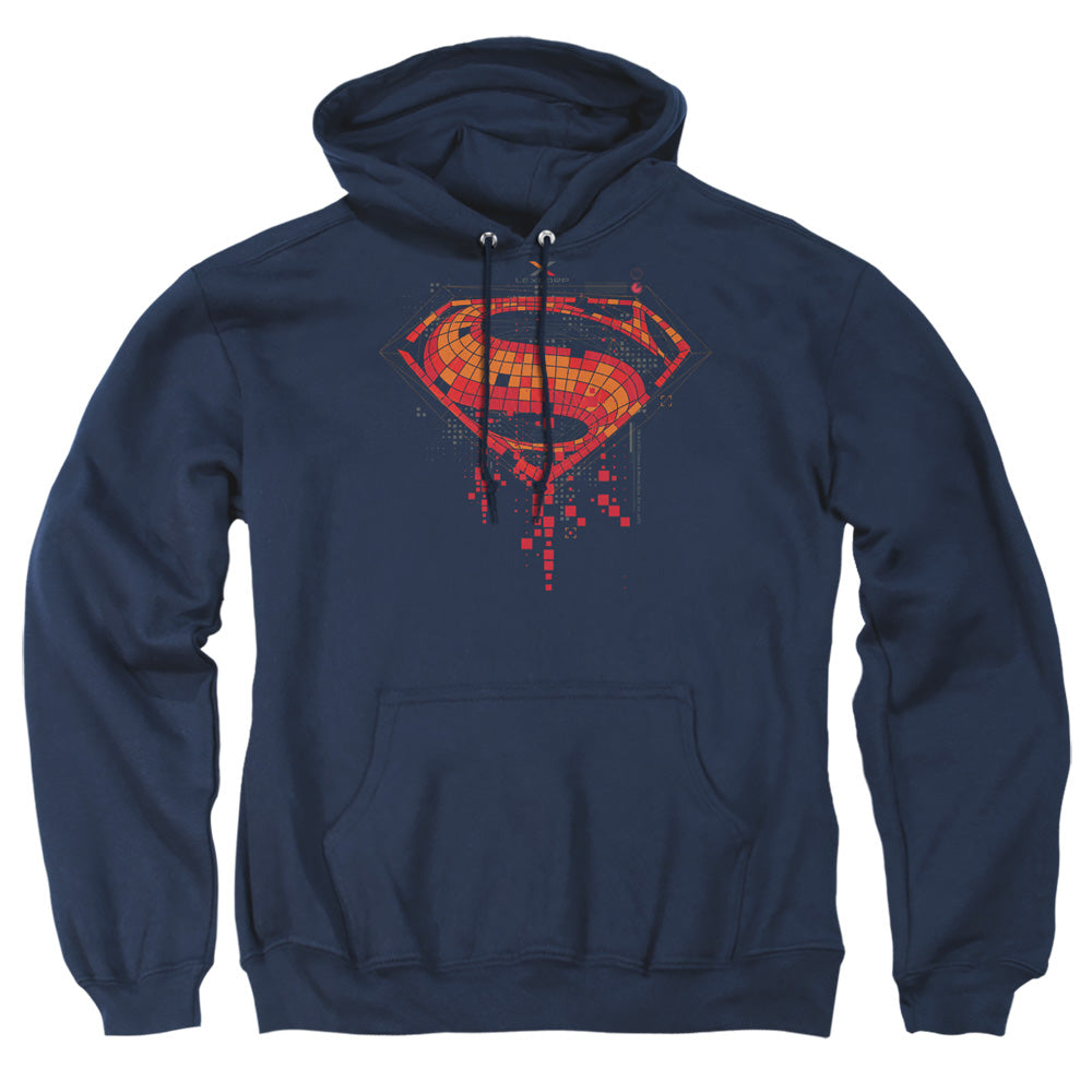 Batman V Superman Tech Super Logo Mens Hoodie Navy Officially Licensed