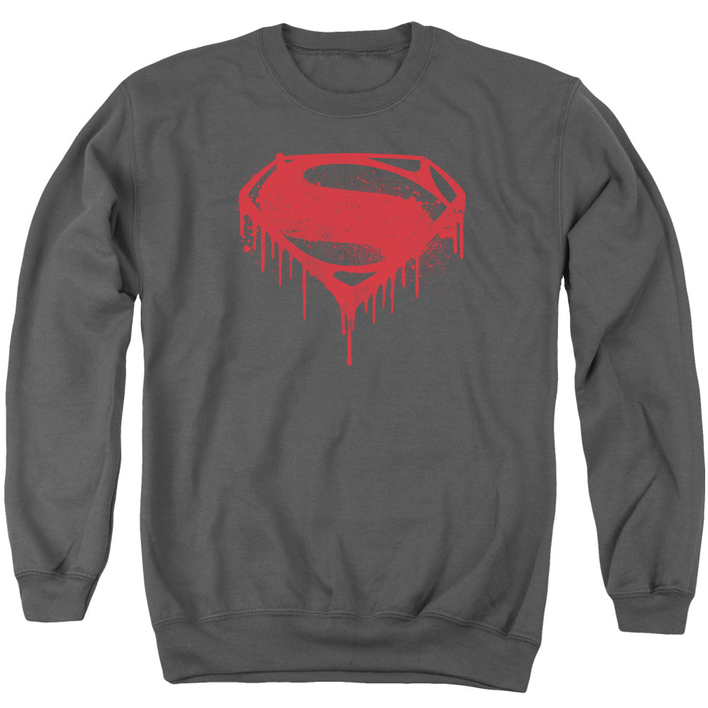 Batman V Superman Splattered Mens Crewneck Sweatshirt Charcoal Officially Licensed