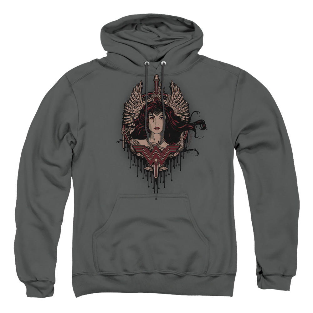 Batman V Superman Winged Goddess Mens Hoodie Charcoal Officially Licensed