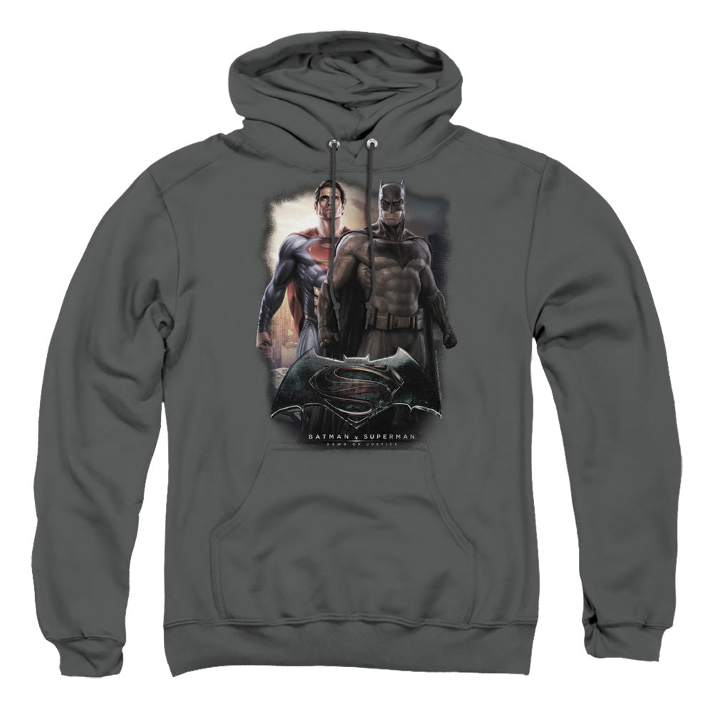 Batman Vs Superman Dawn Mens Hoodie Charcoal Officially Licensed