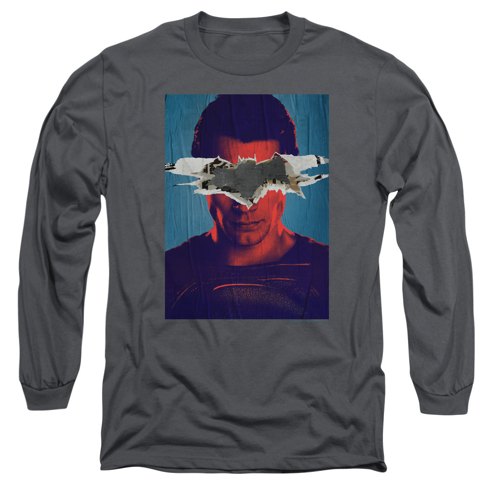 Batman Vs Superman Superman Poster Mens Long Sleeve Shirt Charcoal Officially Licensed