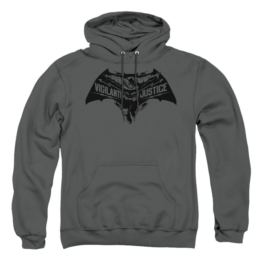 Batman V Superman Vigilante Justice Mens Hoodie Charcoal Officially Licensed