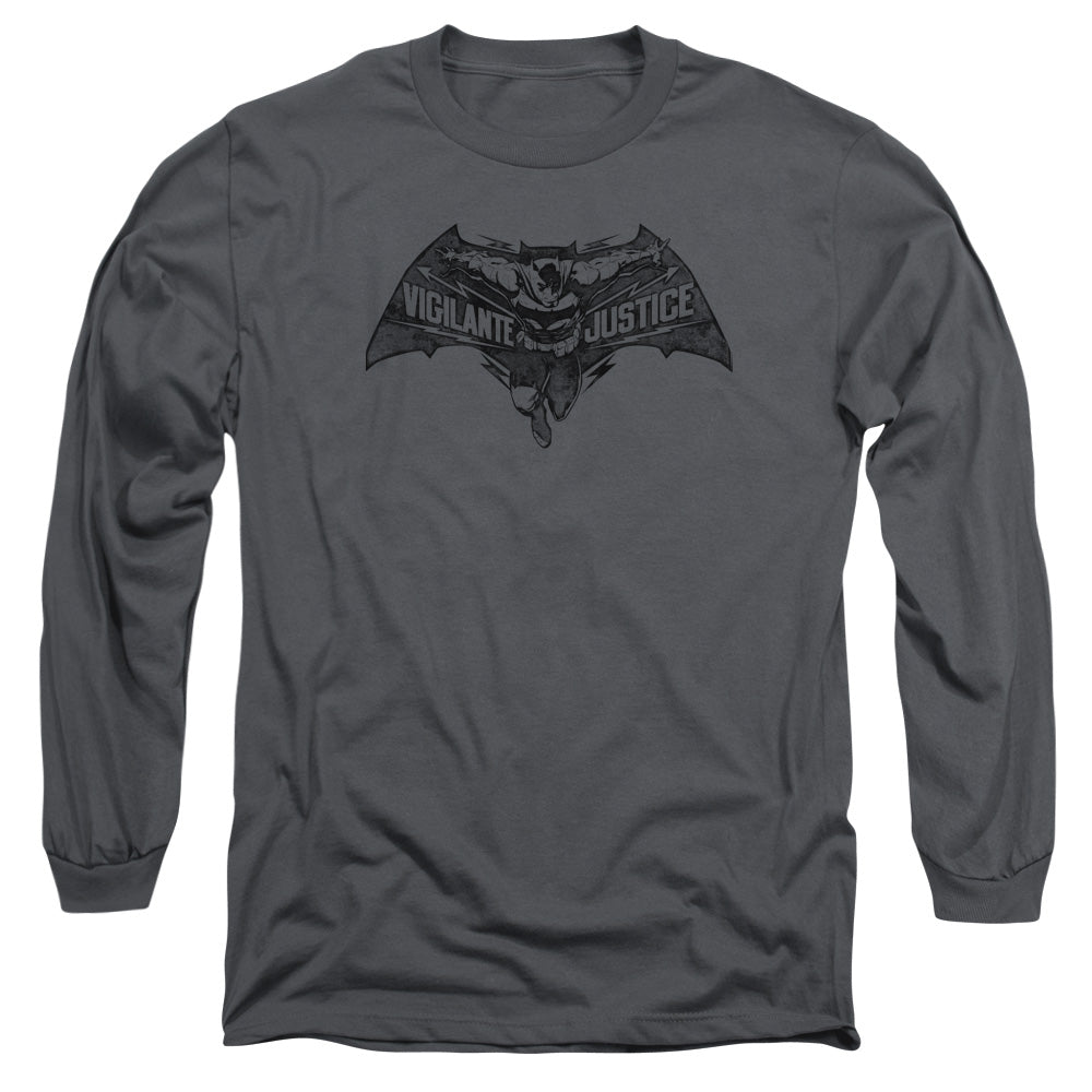 Batman V Superman Vigilante Justice Mens Long Sleeve Shirt Charcoal Officially Licensed