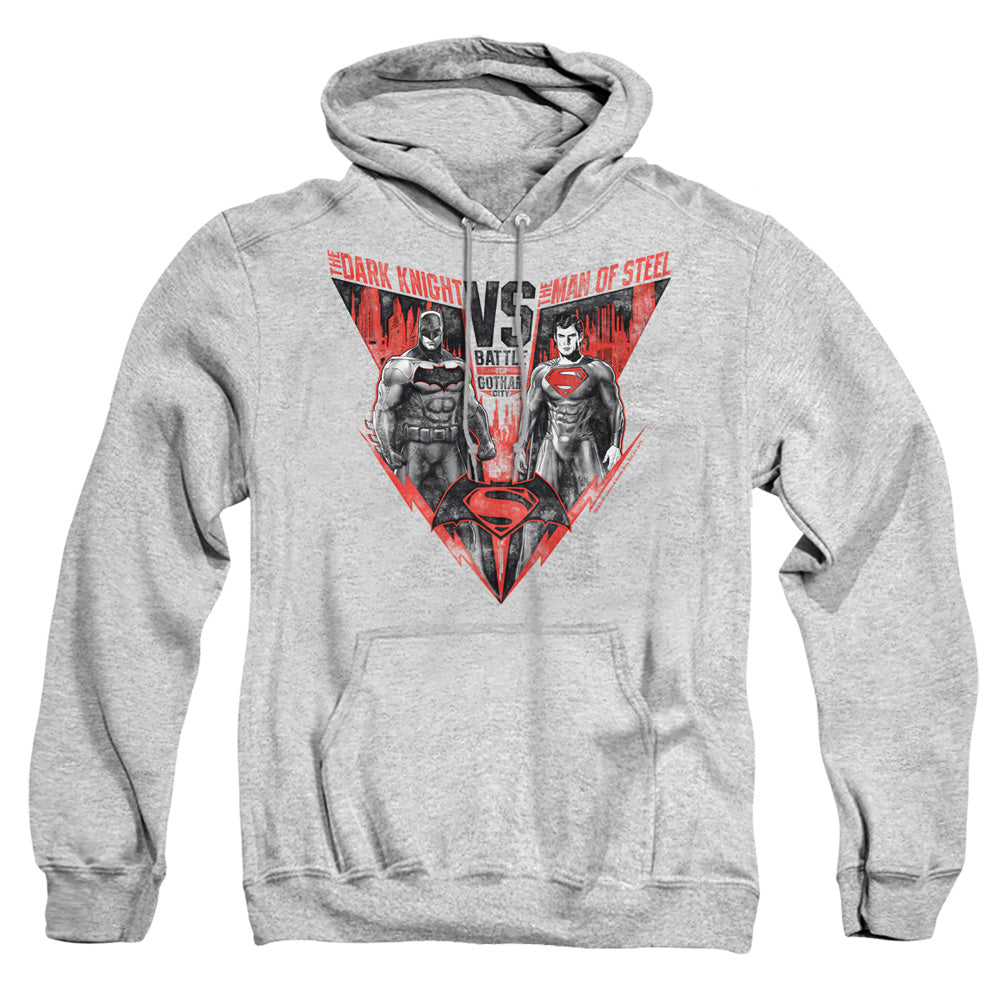Batman V Superman Batlle For Gotham Mens Hoodie Athletic Heather Officially Licensed