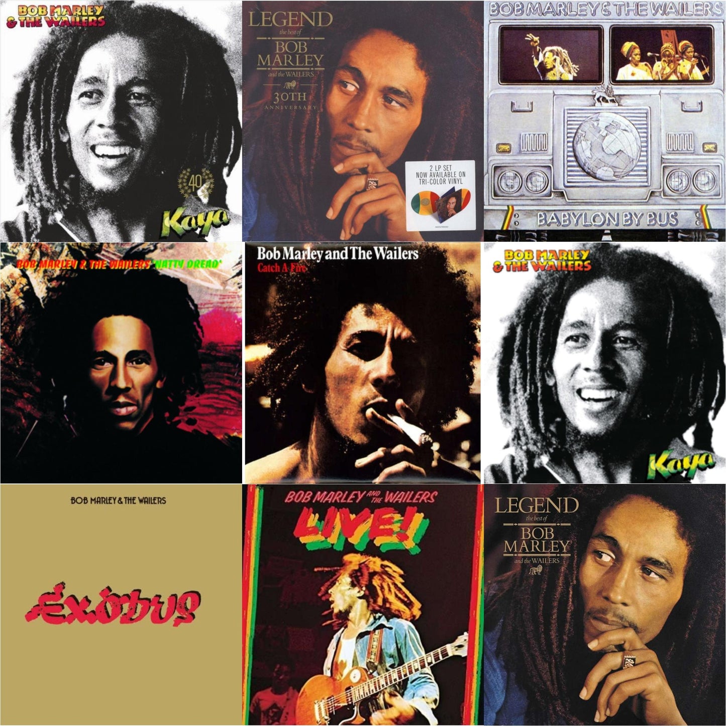 Bob & The Wailers Marley - Natty Dread (180G) & Catch A Fire & Legend - The Best Of Bob Marley & The Wailers (2LP) & Legend (30Th Anniversary) & Live (180G) & Exodus & Babylon By Bus & Kaya & Kaya 40 (2 LP)