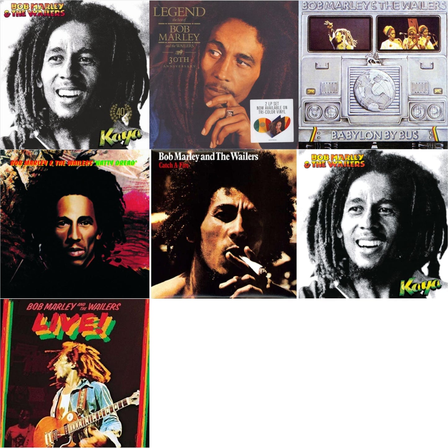 Bob & The Wailers Marley - Natty Dread (180G) & Catch A Fire & Legend (30Th Anniversary) & Live (180G) & Babylon By Bus & Kaya & Kaya 40 (2 LP)