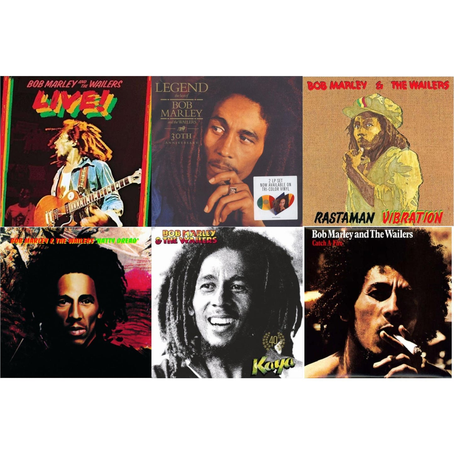 Bob & The Wailers Marley - Natty Dread (180G) & Catch A Fire & Legend (30Th Anniversary) & Live (180G) & Rastaman Vibration & Kaya 40 (2 LP)