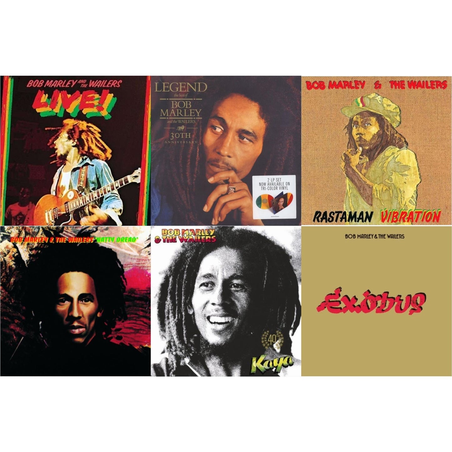 Bob & The Wailers Marley - Natty Dread (180G) & Legend (30Th Anniversary) & Live (180G) & Rastaman Vibration & Exodus & Kaya 40 (2 LP)