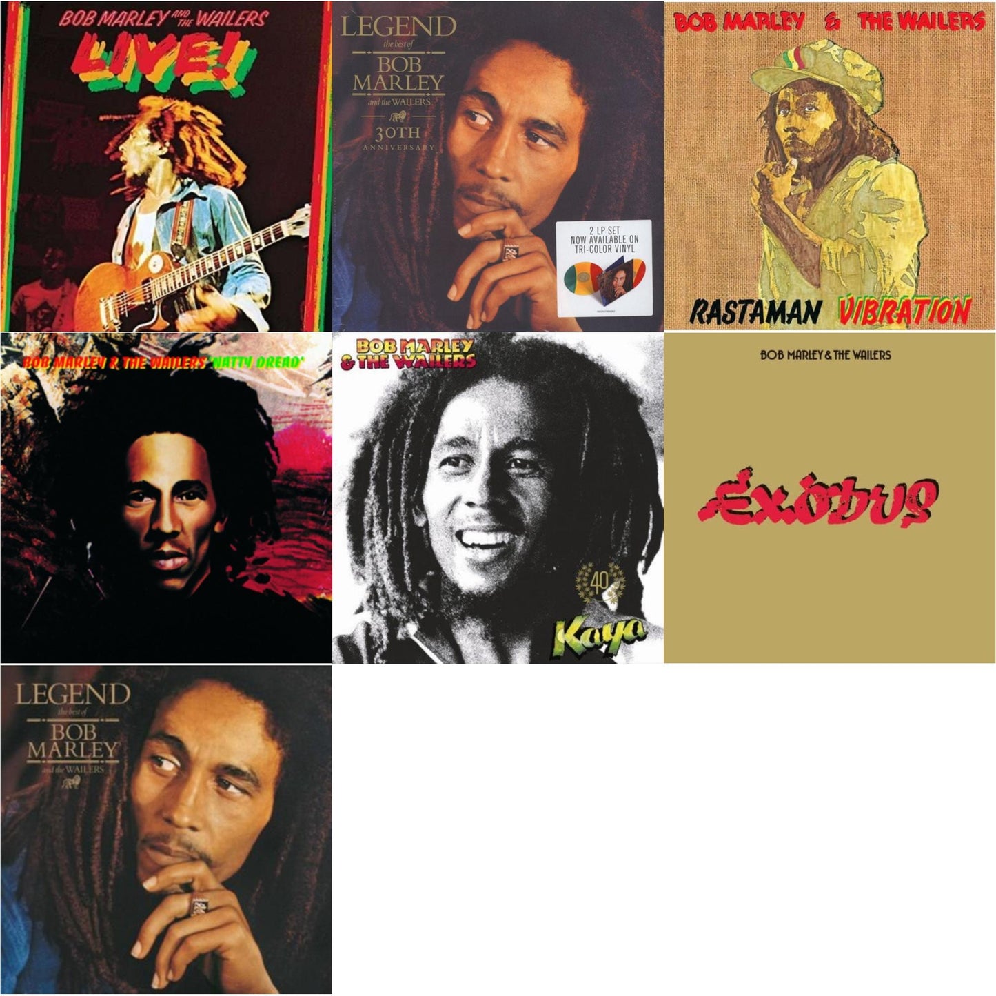 Bob & The Wailers Marley - Legend & Natty Dread (180G) & Legend (30Th Anniversary) & Live (180G) & Rastaman Vibration & Exodus & Kaya 40 (2 LP)